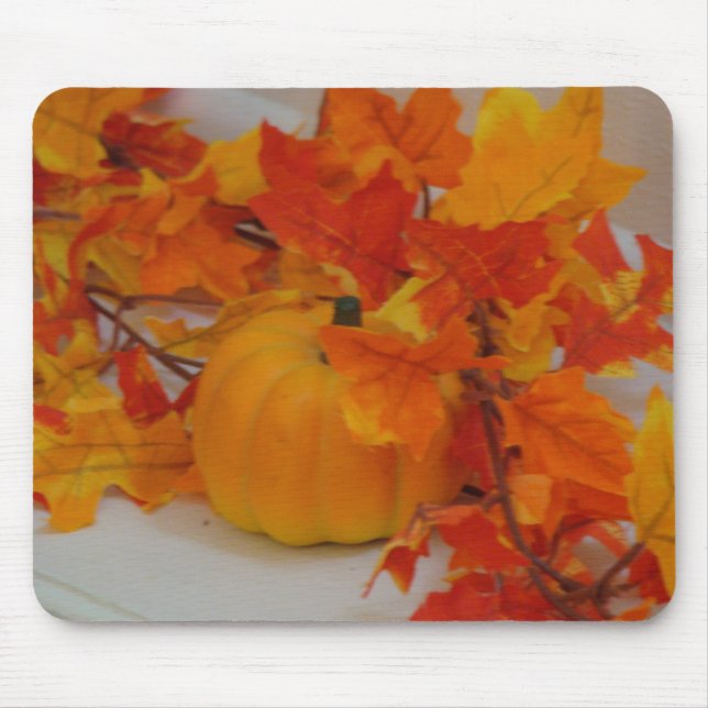 Pumpkin&Orange Leaves Arrangement Mouse Mat (Front)