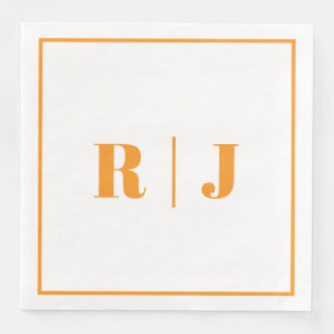 Pumpkin Orange Monogram Fall Autumn Wedding 2025 Napkin