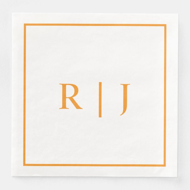 Pumpkin Orange Monograms Autumn Fall Wedding Napkin (Front)