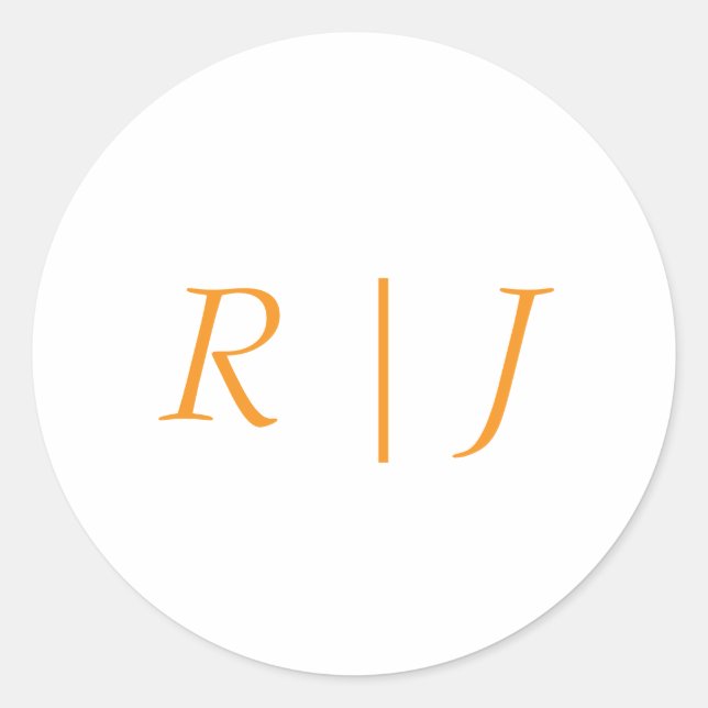Pumpkin Orange Monograms Fall Autumn Wedding Classic Round Sticker (Front)