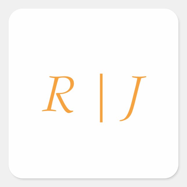 Pumpkin Orange Monograms Fall Autumn Wedding Square Sticker (Front)