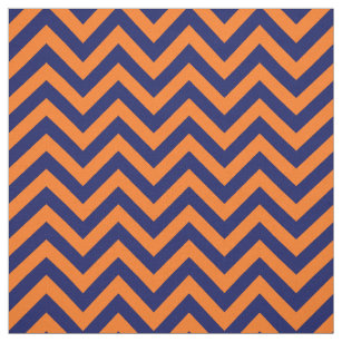 Pumpkin Orange Navy Blue LG Chevron Pattern 12I Fabric