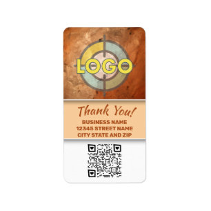 Pumpkin Orange Peach Marble QR code Return Address Label