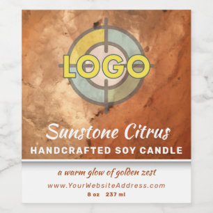 Pumpkin Orange Peach Marble Warm Glow Aesthetic Wine Label