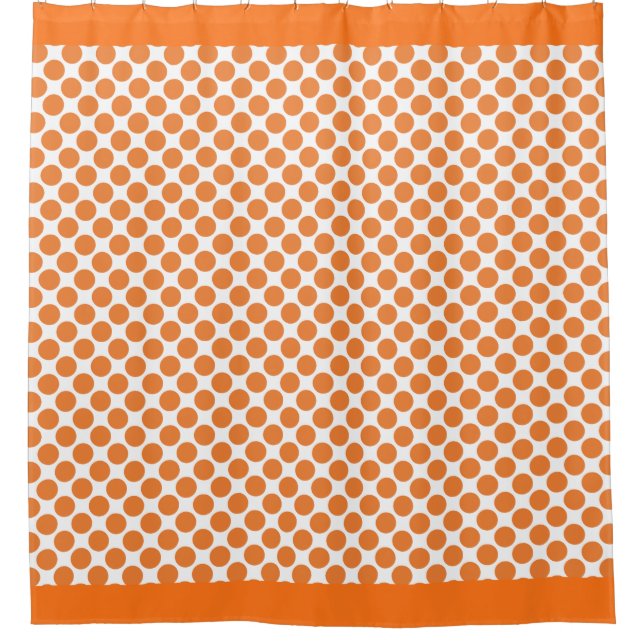 Pumpkin Orange Polka Dots Shower Curtain (Front)