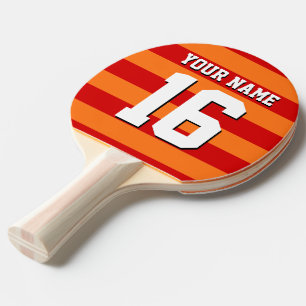 Pumpkin Orange Red Team Jersey Preppy Stripe Ping Pong Paddle