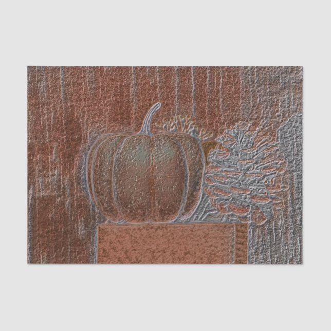 Pumpkin Orange Silver Metallic Elegant Autumn Tissue Paper (Front)