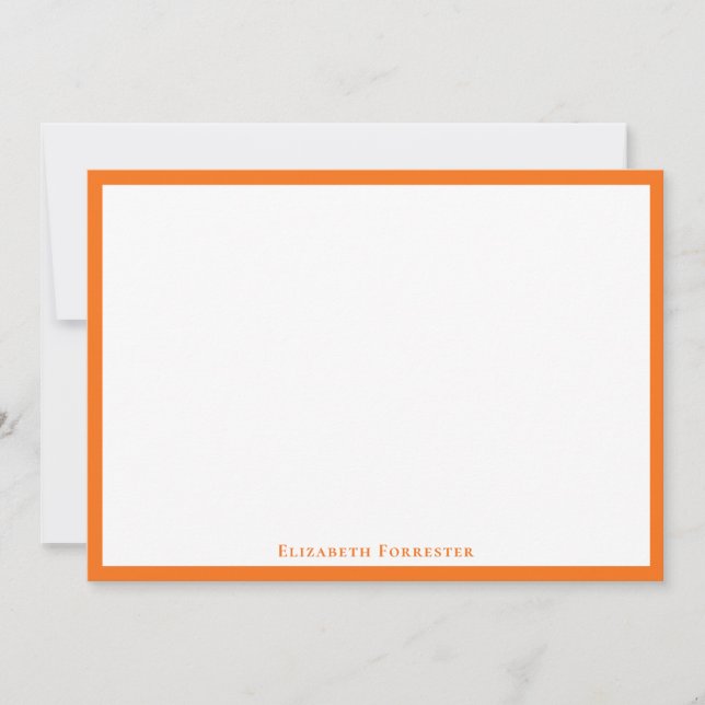 Pumpkin Orange Simple Minimalist Border Note Card (Front)