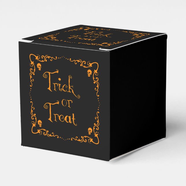 Pumpkin Orange Trick or Treat  Favour Box (Front Side)