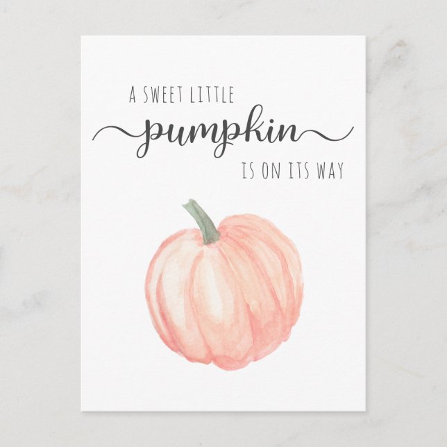 Pumpkin Orange Watercolor Baby Shower Invitation Postcard (Front)