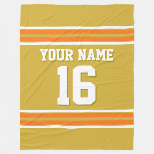 Pumpkin Orange White Sports Jersey Fleece Blanket
