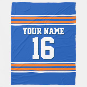 Pumpkin Orange White Sports Jersey Fleece Blanket