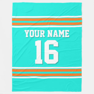 Pumpkin Orange White Sports Jersey Fleece Blanket