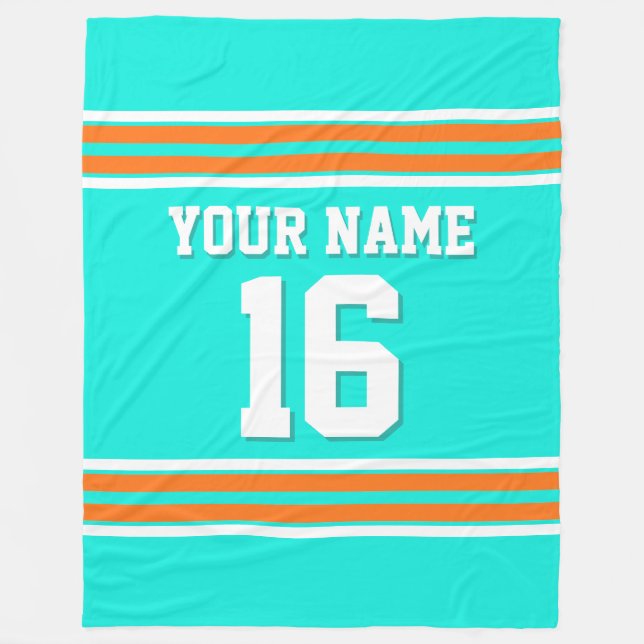 Pumpkin Orange White Sports Jersey Fleece Blanket (Front)