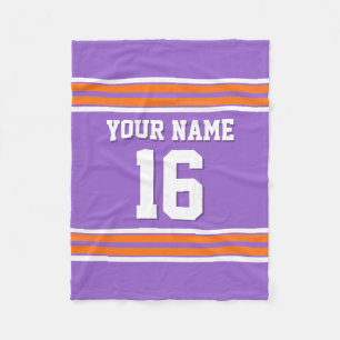 Pumpkin Orange White Sports Jersey Fleece Blanket