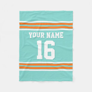 Pumpkin Orange White Sports Jersey Fleece Blanket