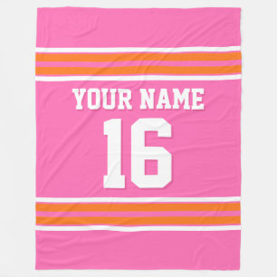 Pumpkin Orange White Sports Jersey Fleece Blanket