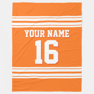 Pumpkin Orange White Sports Jersey Fleece Blanket