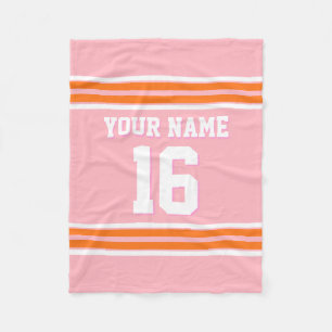 Pumpkin Orange White Sports Jersey Fleece Blanket