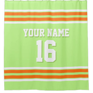 Pumpkin Orange White Stripes Sports Jersey Shower Curtain