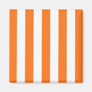 Pumpkin Orange White XL Stripes Pattern Magnet