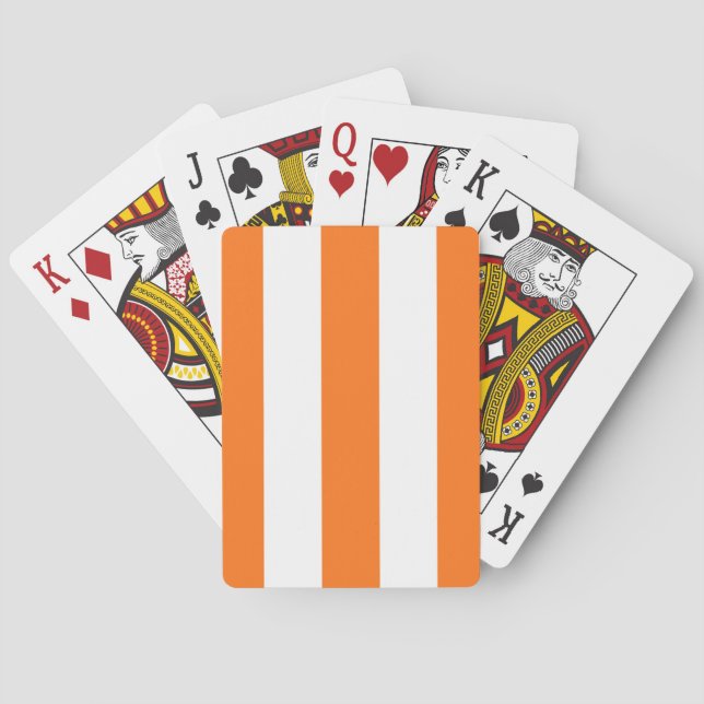 Pumpkin Orange White XL Stripes Pattern Playing Cards (Back)
