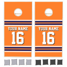 Pumpkin Orange with Navy White Stripes Team Jersey