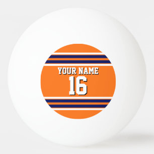 Pumpkin Orange with Navy White Stripes Team Jersey Ping Pong Ball