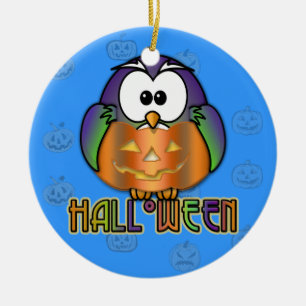 pumpkin owl ceramic tree decoration