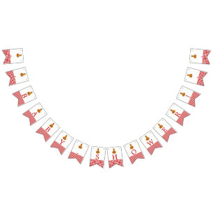 Pumpkin Owl & Gingham Baby Shower Bunting