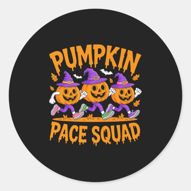Pumpkin Pace Squad Runner Costume Halloween Runnin Classic Round Sticker (Front)