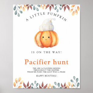 Pumpkin pacifier hunt baby shower game poster