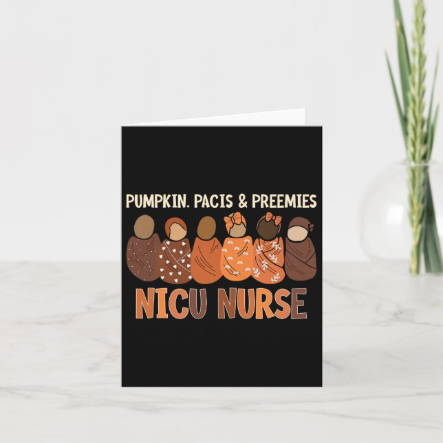 Pumpkin Pacis And Preemies Nicu Nurse Autumn Fall  Card (Front)