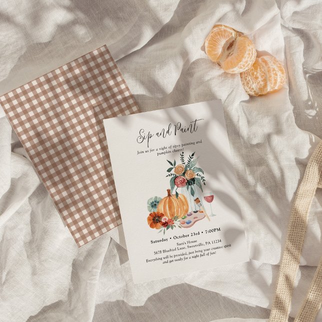 Pumpkin Paint and Sip Fall Party Invitation (Creator Uploaded)