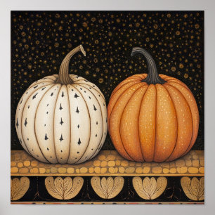 Pumpkin painting autumn poster kitchen wall decor