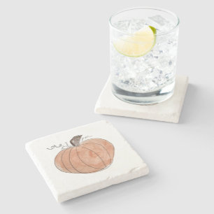 Pumpkin Painting Autumn Stone Coaster