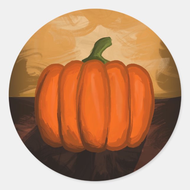 Pumpkin Painting Classic Round Sticker (Front)