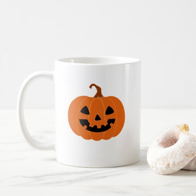 Pumpkin Painting Jack O Lantern Autumn Coffee Mug (With Donut)