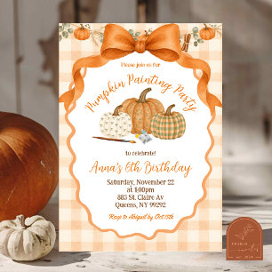 Pumpkin painting party birthday invitation