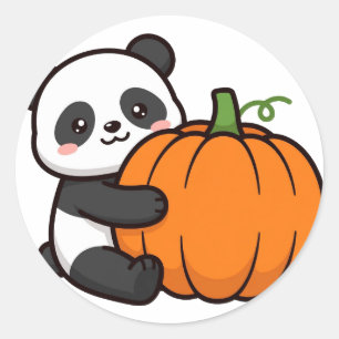 Pumpkin Panda Halloween Classic Round Sticker