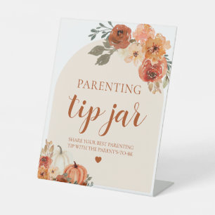 Pumpkin Parenting Tip Jar Advice Sign Baby Shower