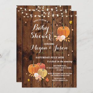 Pumpkin Party Baby Shower Fall Rustic Wood Invite