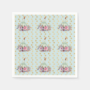 Pumpkin pastel elegant fall floral  teal gold pink napkin