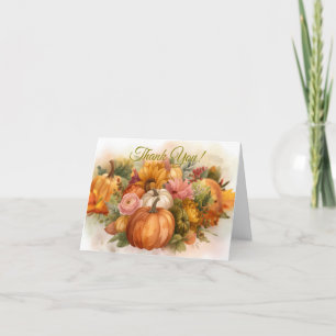 Pumpkin Patch And Flowers Thank You Card