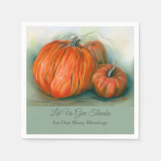 Pumpkin Patch Autumn Trio Pastel Art Thanksgiving Napkin