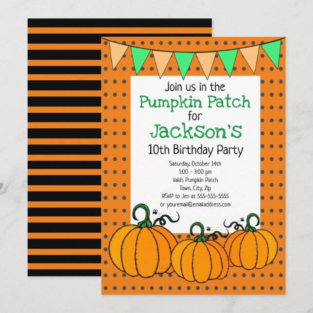 Pumpkin Patch Birthday Party Invitation (Front/Back)