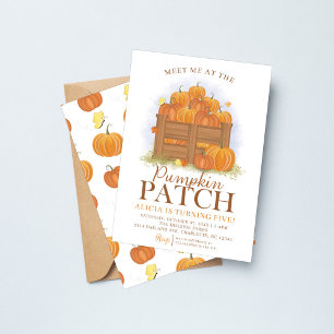 Pumpkin Patch Butterflies Fall Birthday Invitation