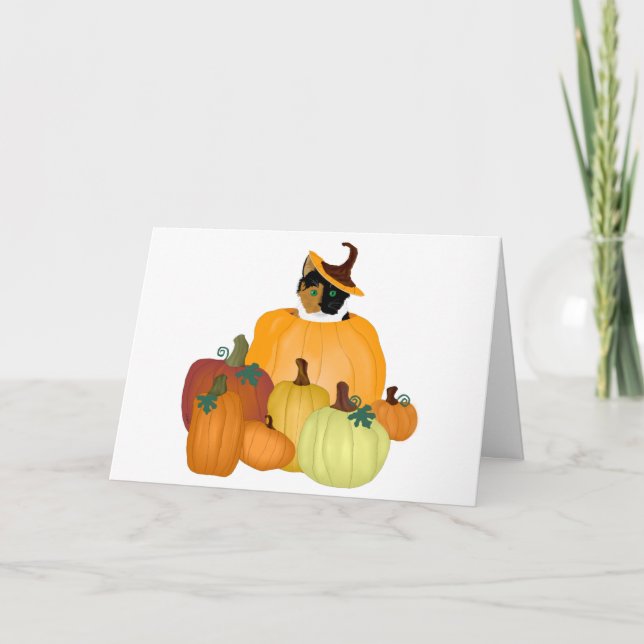 Pumpkin Patch Cat Greeting Card (Front)