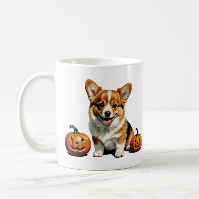 Pumpkin Patch Corgi Coffee Mug (Left)