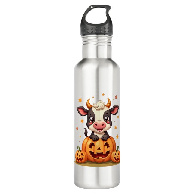 Pumpkin Patch Cow 710 Ml Water Bottle (Front)